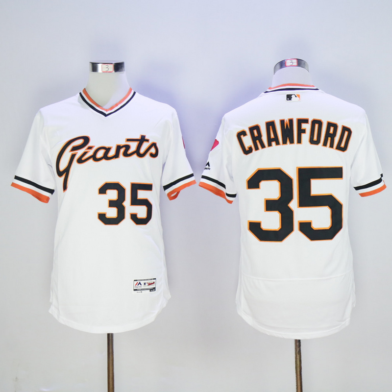 Men San Francisco Giants #35 Crawford White Throwback Elite MLB Jerseys
